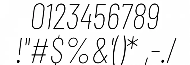 Barlow Condensed Thin Italic Font OTHER CHARS