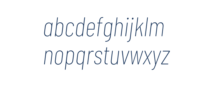 Barlow Condensed Thin Italic Lowercase