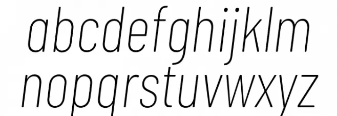 Barlow Condensed Thin Italic फ़ॉन्ट लोअरकेस