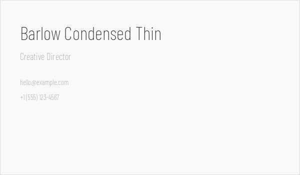 Barlow Condensed Thin Business Card