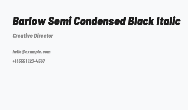Barlow Semi Condensed Black Italic Business Card