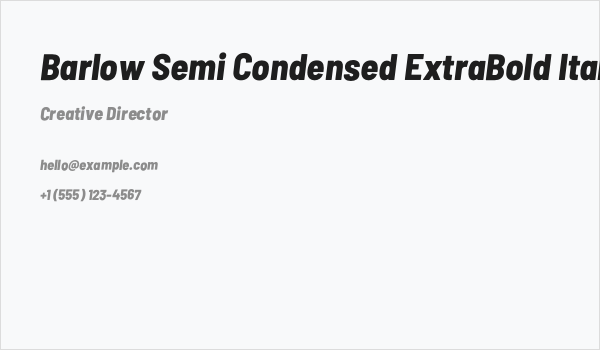 Barlow Semi Condensed ExtraBold Italic Business Card