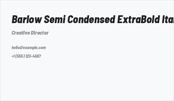 Barlow Semi Condensed ExtraBold Italic Business Card