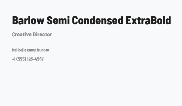 Barlow Semi Condensed ExtraBold Business Card