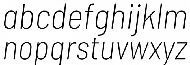 Barlow Semi Condensed ExtraLight Italic Caratteri MINUSCOLO