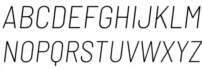 Barlow Semi Condensed ExtraLight Italic फ़ॉन्ट अपरकेस