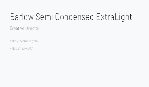 Barlow Semi Condensed ExtraLight Business Card