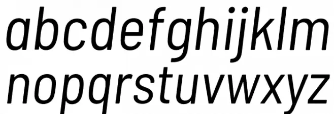 Barlow Semi Condensed Italic फ़ॉन्ट लोअरकेस