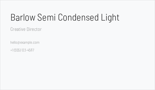 Barlow Semi Condensed Light Business Card
