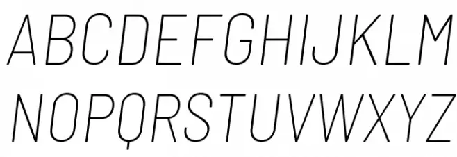 Barlow Semi Condensed Thin Italic Schriftart Groß