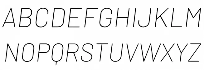 Barlow Thin Italic फ़ॉन्ट अपरकेस