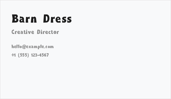 Barn Dress Business Card