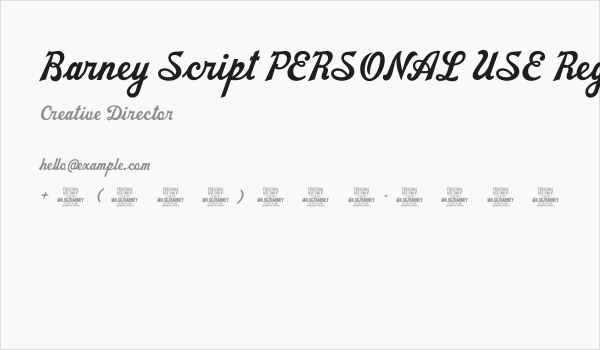 Barney Script PERSONAL USE Regular Business Card