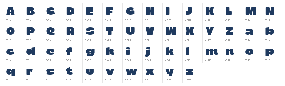 Barni Bold Character Map