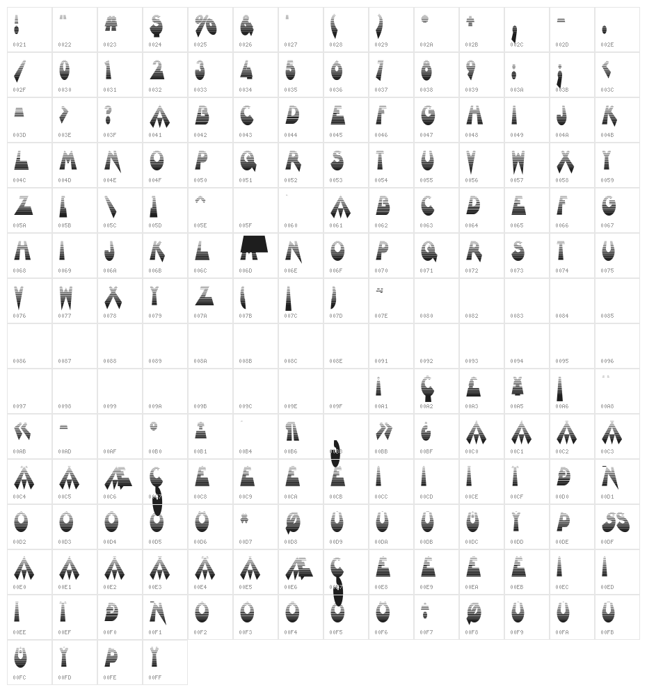 Barnroof Character Map