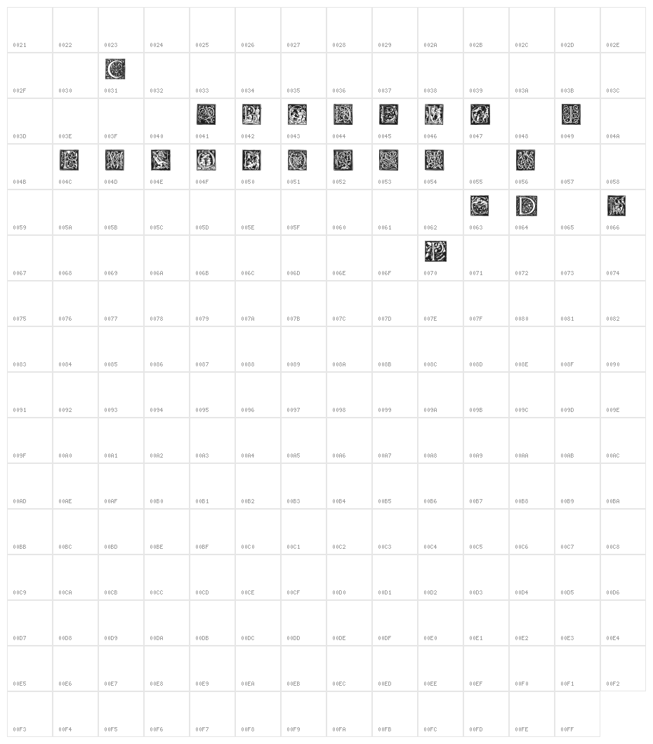 Barock Initialen Character Map