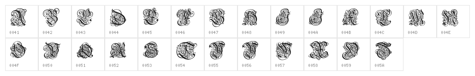 Barock Character Map