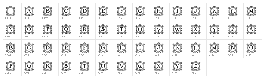 Barocque Capitals Character Map