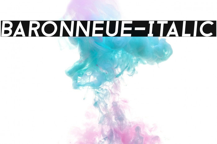 BaronNeue-Italic Caratteri examples
