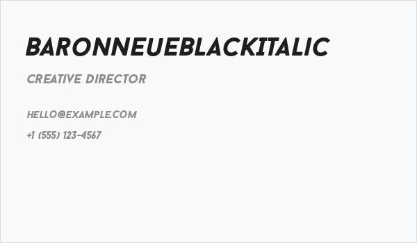 BaronNeueBlackItalic Business Card