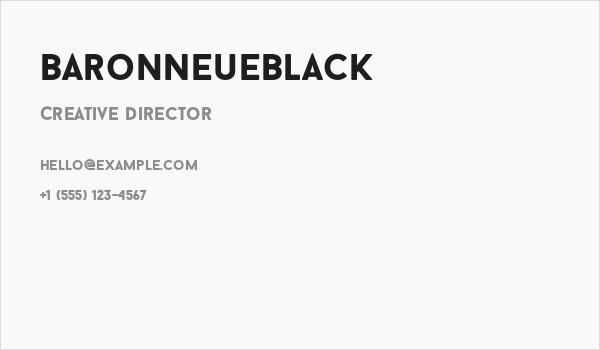 BaronNeueBlack Business Card