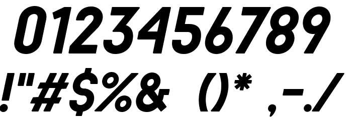 BaronNeueBoldItalic Font OTHER CHARS