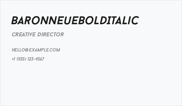 BaronNeueBoldItalic Business Card