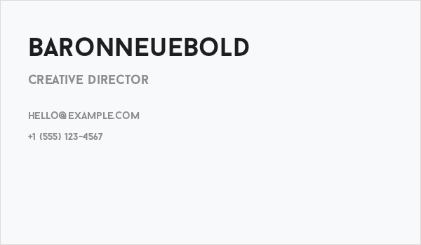 BaronNeueBold Business Card