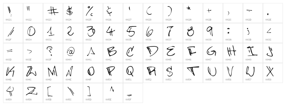 Barrakuda'z FontZamba Character Map