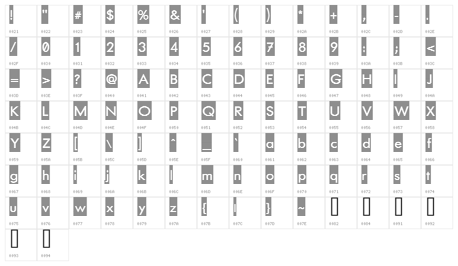 Barred Out Character Map