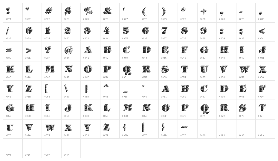 Barrelhouse All Caps Character Map