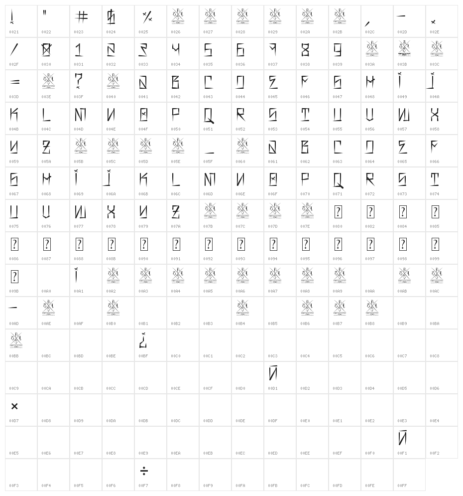 Barrio Rifa II Character Map