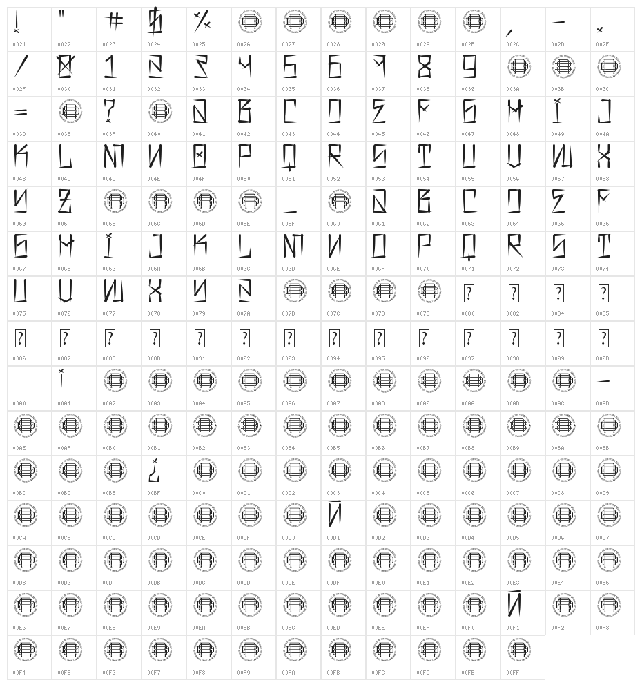 Barrio Rifa Character Map