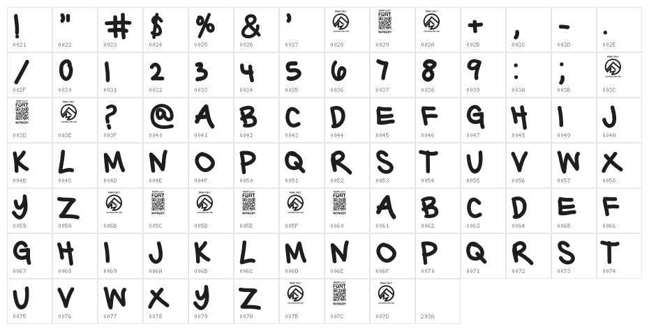 BarterwithaGypsy-Bold Character Map