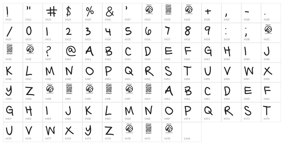 BarterwithaGypsy-Thin Character Map