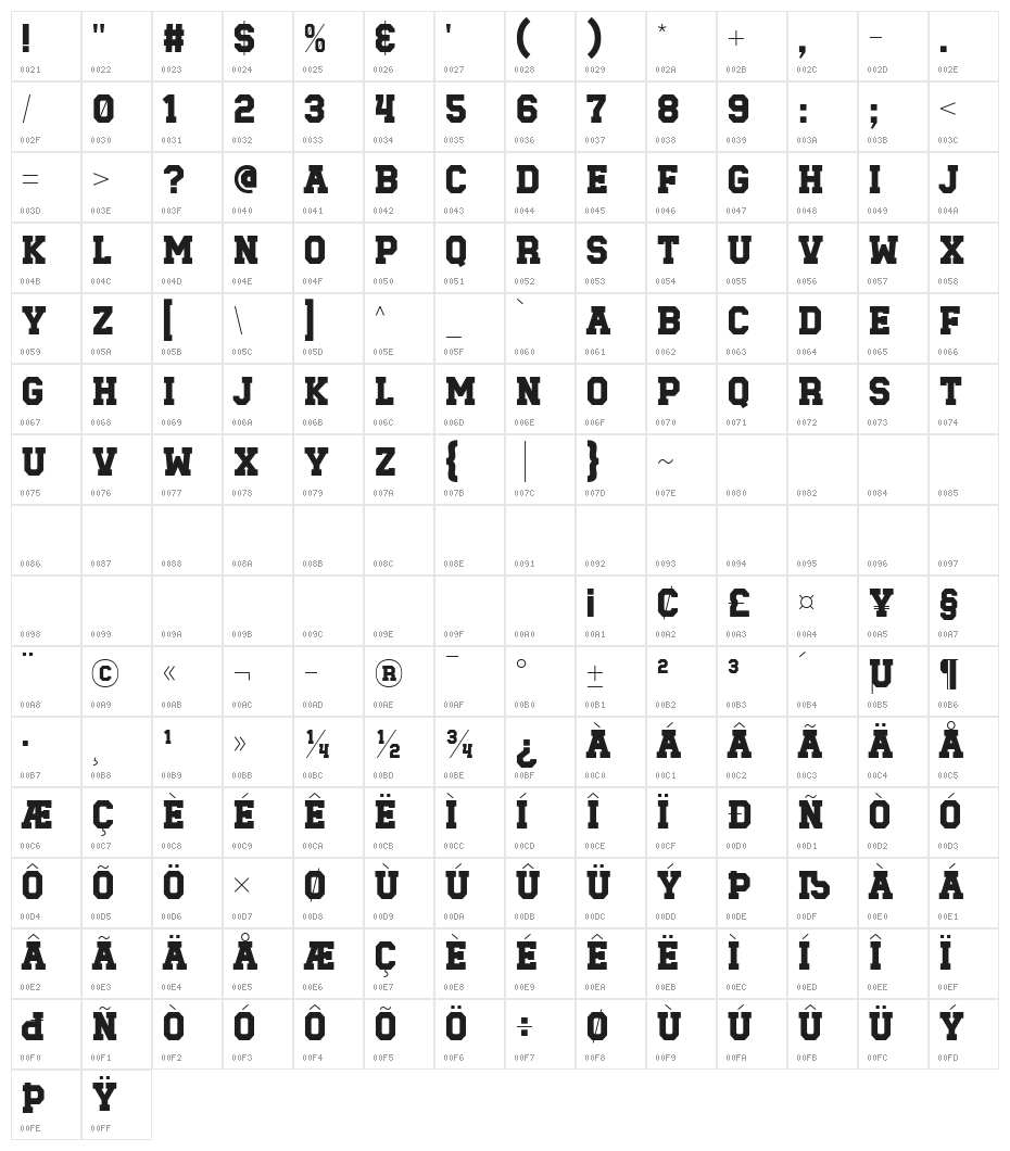 Baseball Club Solid Character Map