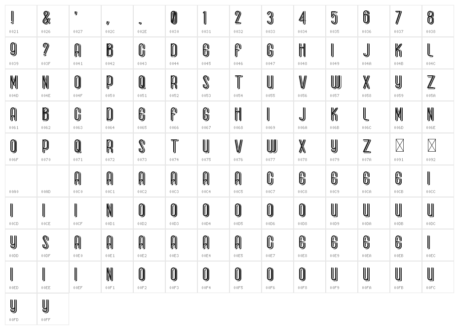 Baseboy Greak Character Map