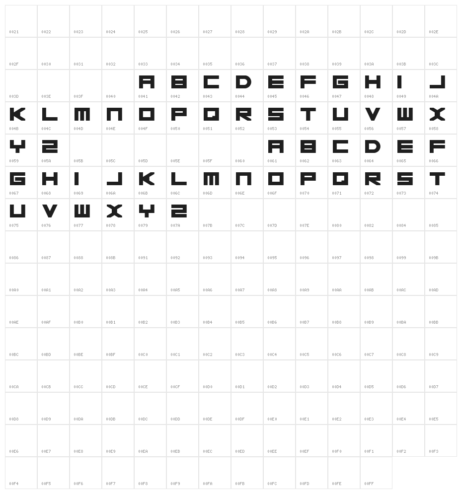 Basica 2.0 Character Map