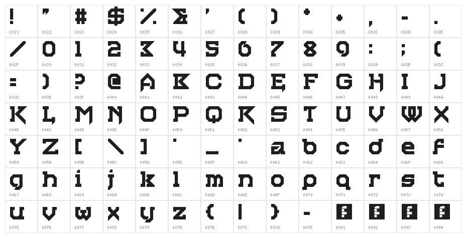 Basilisk Regular Character Map