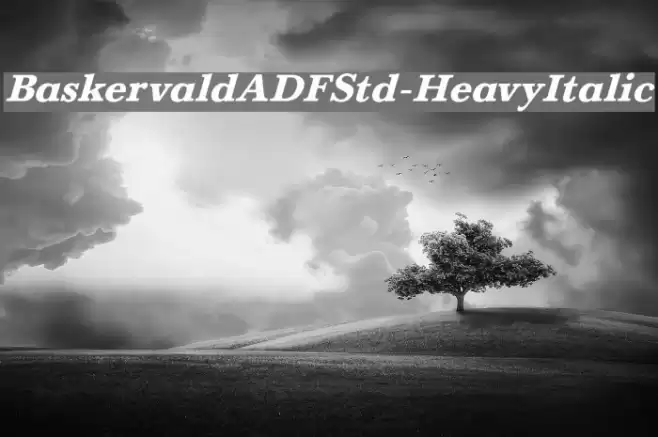BaskervaldADFStd-HeavyItalic Шрифта examples
