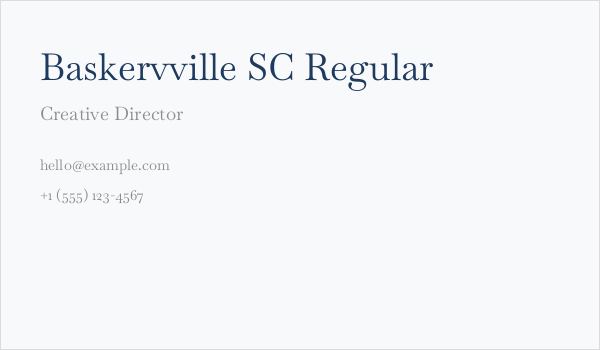 Baskervville SC Regular Business Card