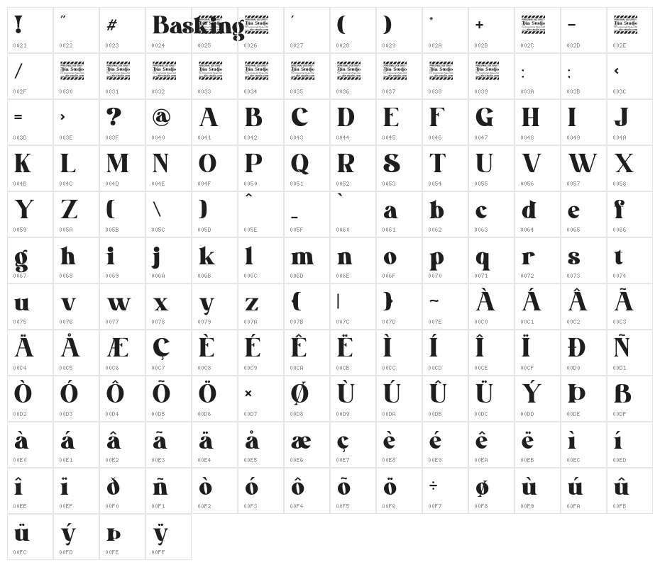Basking Personal use Character Map