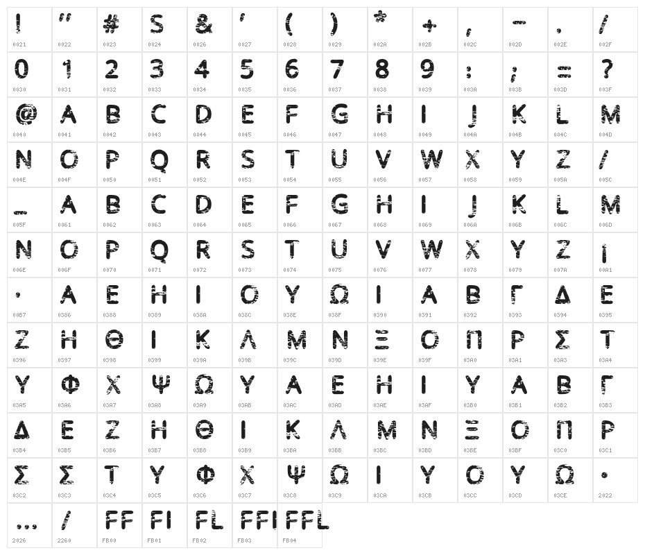 Baston-Regular Character Map