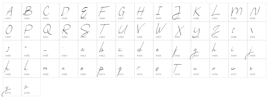 Bastray Regular Character Map