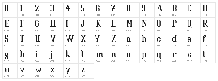 BataviaGlamoreBOLD-Bold Character Map