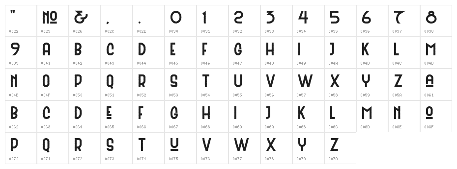 BataviaSansClean Character Map