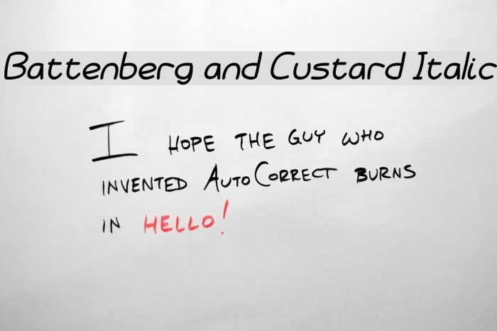 Battenberg and Custard Italic Fuentes examples
