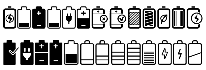 Battery Icons Font LOWERCASE