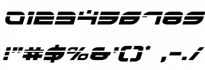 Battlefield Laser Italic Font OTHER CHARS