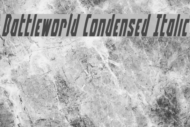 Battleworld Condensed Italic Schriftart examples